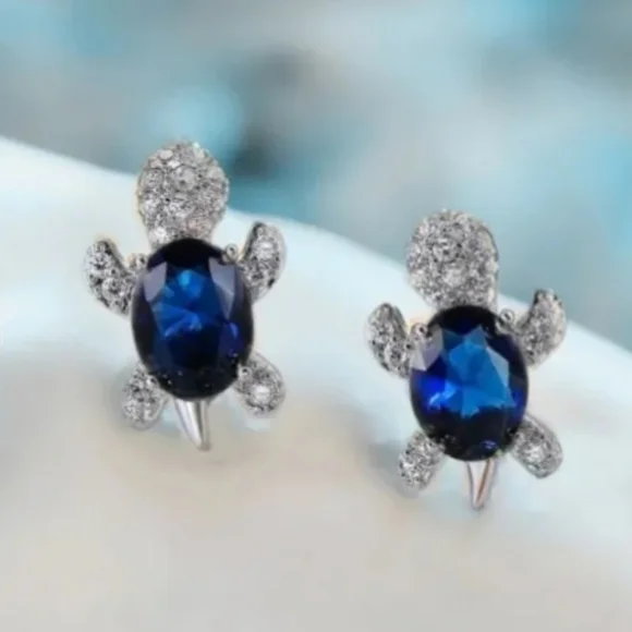 Blue Sterling Silver Turtle Necklace Set - Picture 3 of 3